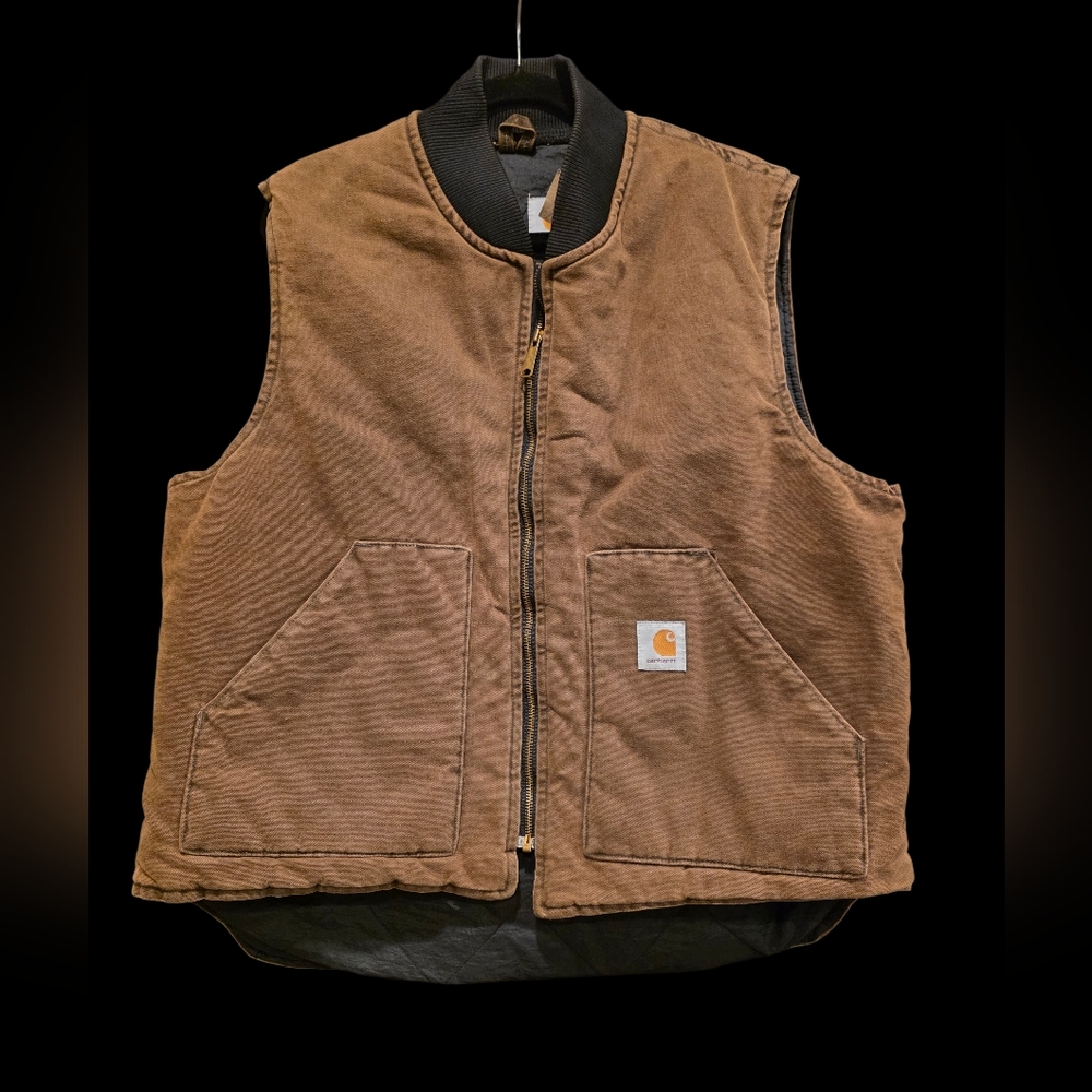 CARHARTT Vintage Vest 80s 90s Duck Canvas Lined Union USA Made - Size XL